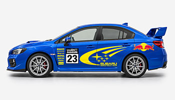 Závodní polep s číslem na Subaru WRX